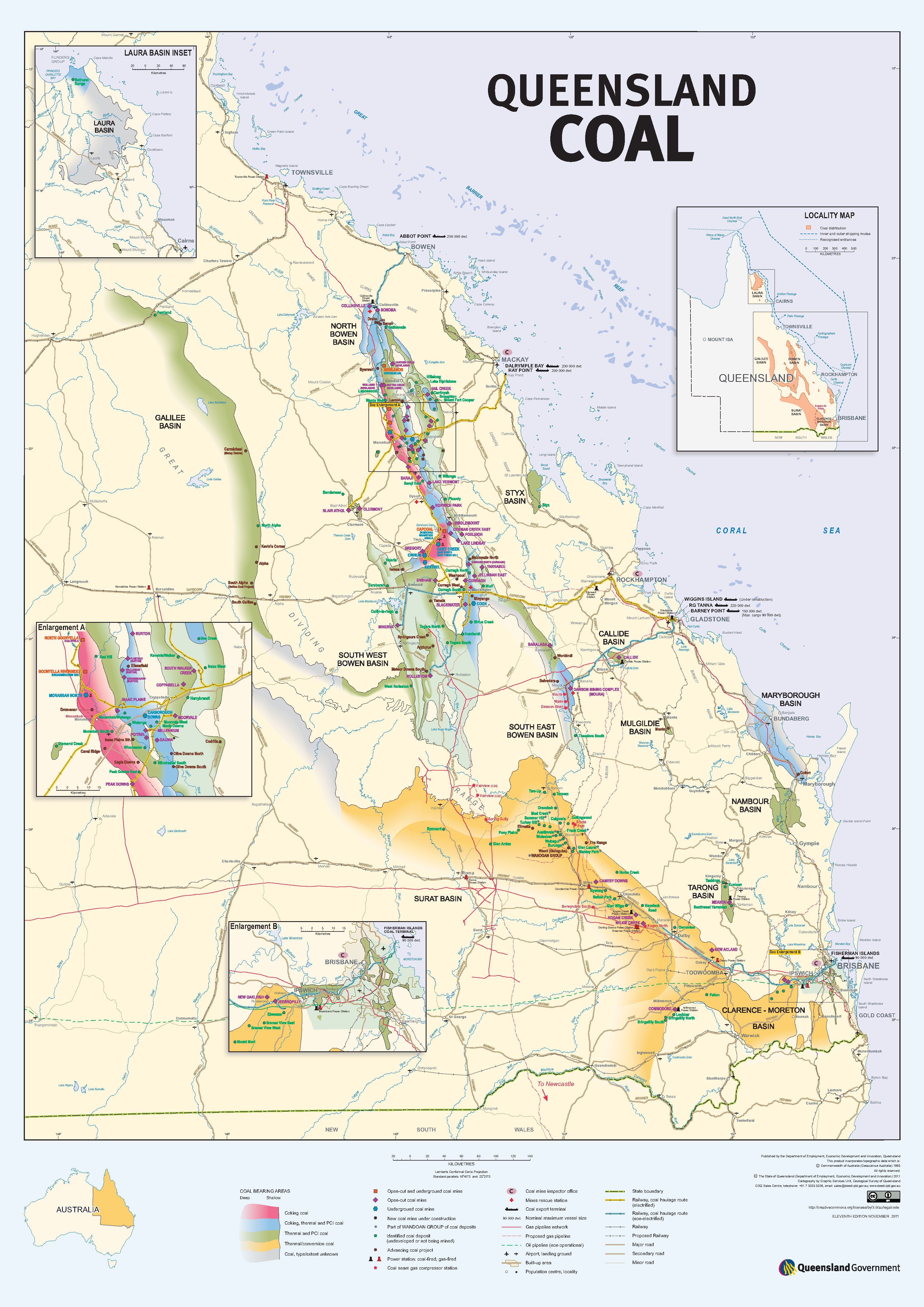 Queensland Coal Map, Eleventh Edition November 2011, Twelfth Edition 